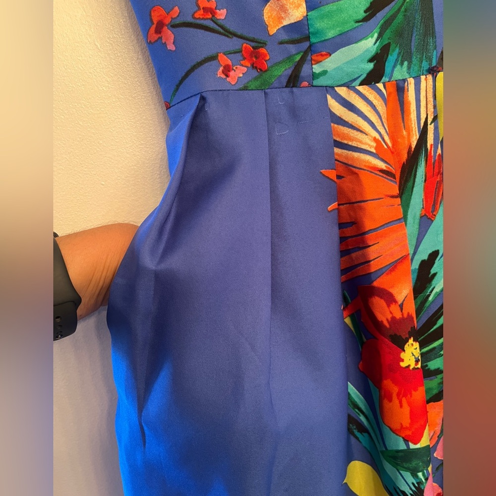 ELLEN TRACY Blue Green
Orange Floral Leaves dress size S - Picture 11 of 12